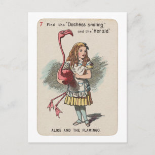CARTE POSTALE ALICE ET LE FLAMINGUE - ALICE AU PAYS DES MERVEILL