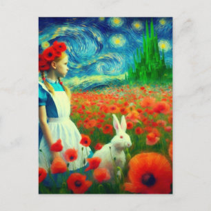 Carte Postale Alice et le lapin entrent dans l'Imaginaire Oz