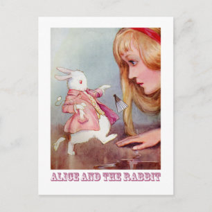 CARTE POSTALE ALICE ET LE RABBIT BLANC