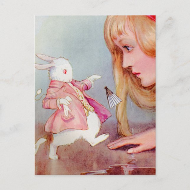 CARTE POSTALE ALICE ET LE RABBIT BLANC (Devant)