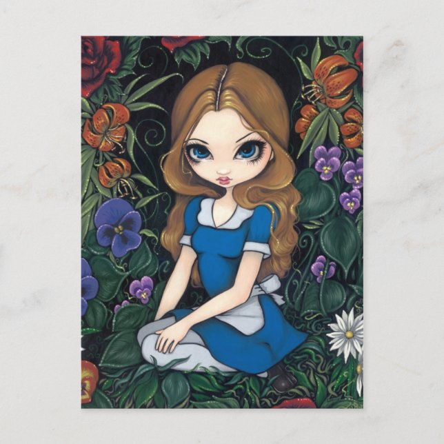 Carte postale "Alice et les fleurs" (Devant)
