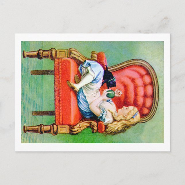 Carte Postale Alice & Her Cat Dinah dans la chaise Big Red Velve (Devant)