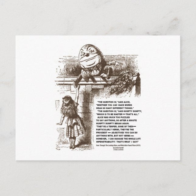 Carte Postale Alice Humpty Dumpty Wonderland Conversation Citati (Devant)