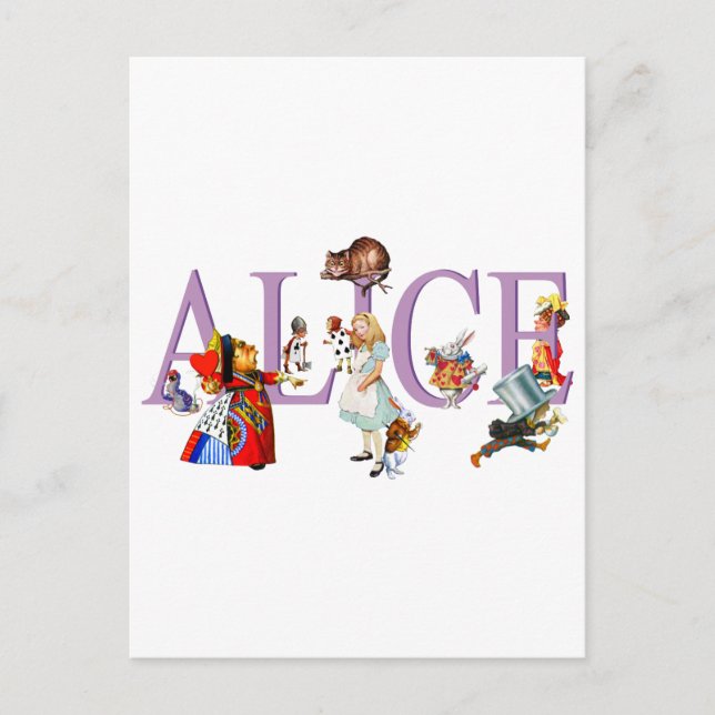CARTE POSTALE ALICE IN WONDERLAND & AMIS (Devant)