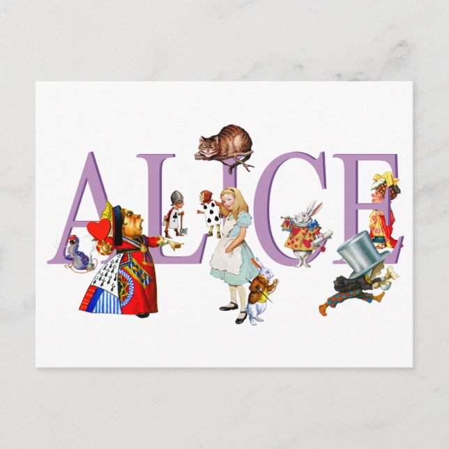 CARTE POSTALE ALICE IN WONDERLAND & AMIS (Devant)