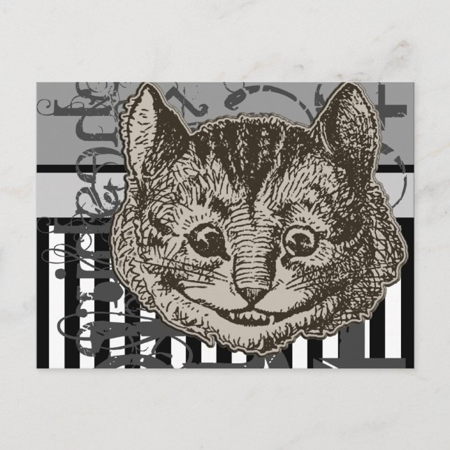 Carte Postale Alice In Wonderland Cheshire Cat Grunge (Devant)
