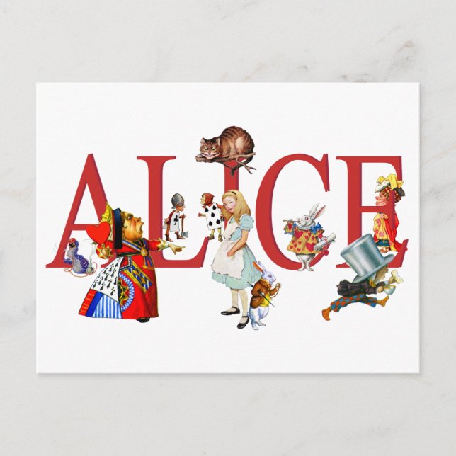 Carte Postale Alice In Wonderland et ses amis (Devant)