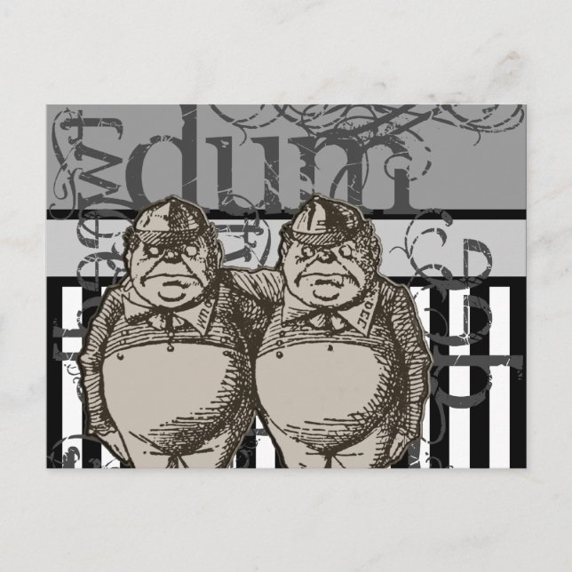 Carte Postale Alice In Wonderland Tweedledum & Tweedledee Grunge (Devant)