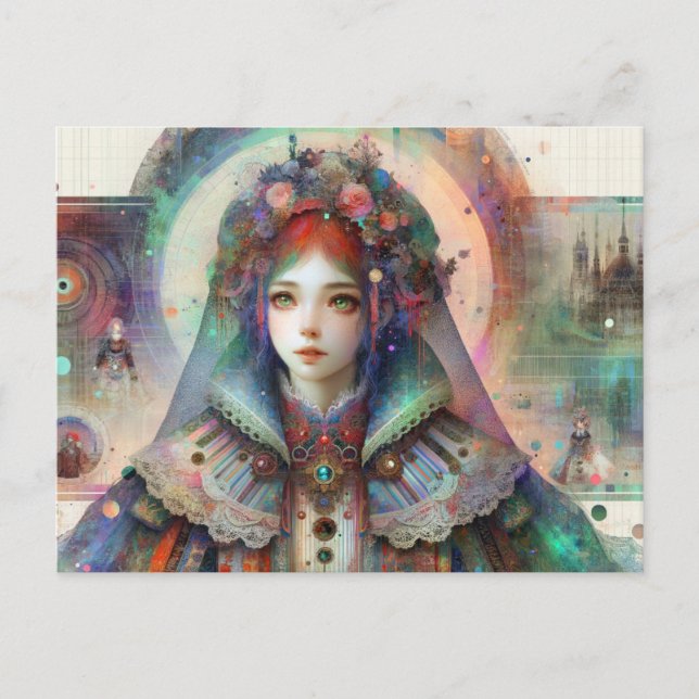 Carte Postale Alice Inspiré Glitch Art (Devant)