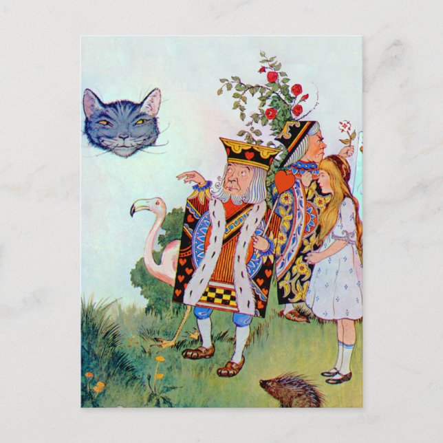 Carte Postale Alice, Le Roi des Coeurs & Cheshire Cat (Devant)