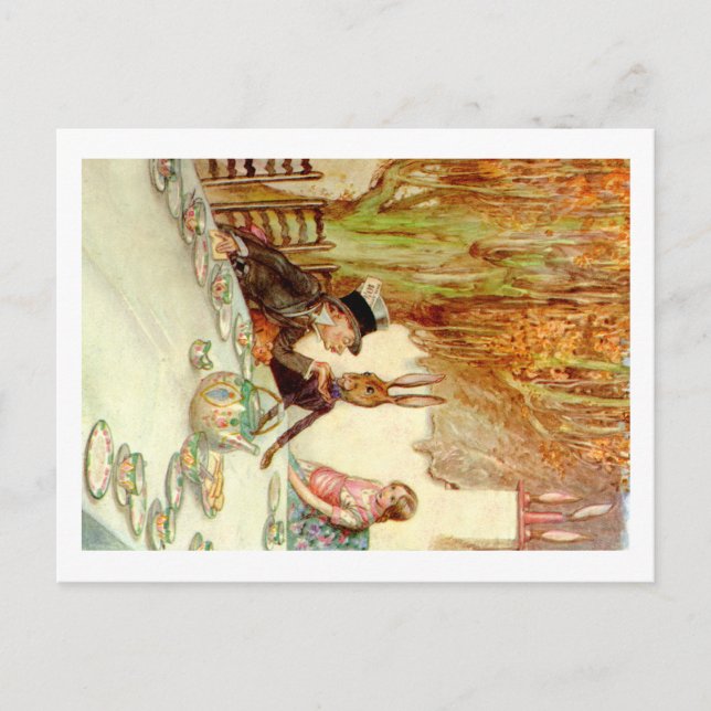 CARTE POSTALE ALICE LUI-MÊME AU TEA PARTY DE MAD HATTER (Devant)