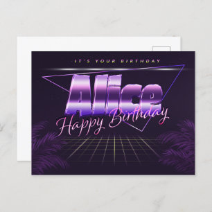 Carte Postale Alice Name Prénom lila
