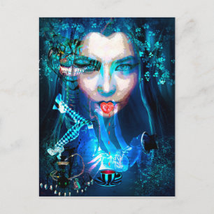 CARTE POSTALE ALICE PERDUE AU WONDERLAND