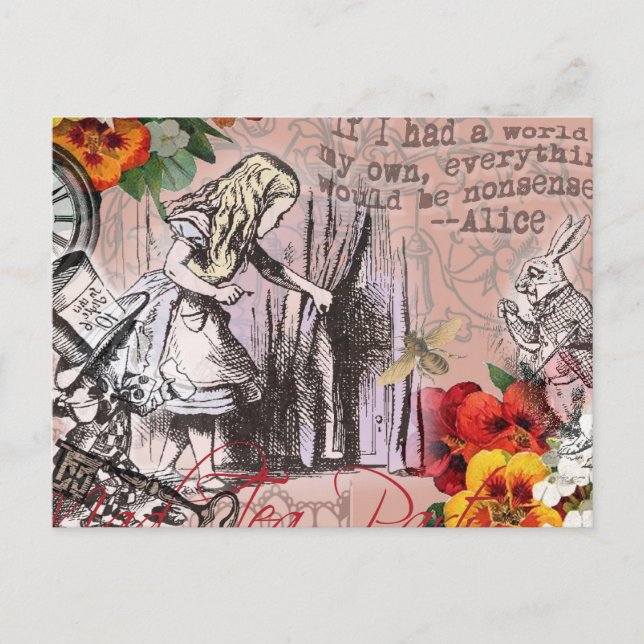 Carte Postale Alice rideau absurdité merveilleux classique (Devant)