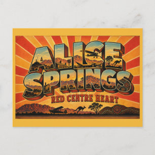 Carte Postale Alice Springs Red Centre Heart Art Vintage
