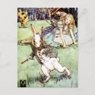 Carte Postale Alice suit le lapin blanc au pays des merveilles