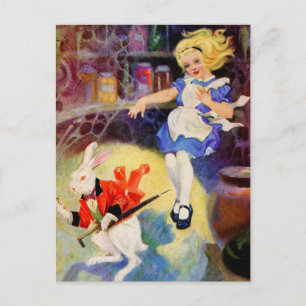 CARTE POSTALE ALICE TOMBE LE TROU DE RABBBIT