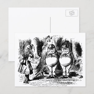 Carte Postale Alice vintage au pays des merveilles, Tweedledum T