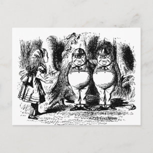 Carte Postale Alice vintage au pays des merveilles, Tweedledum T