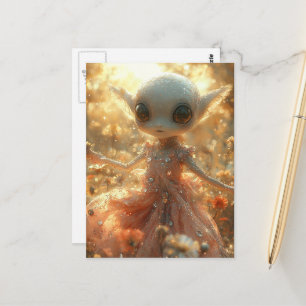 Carte Postale Alien adorable petit dans une robe