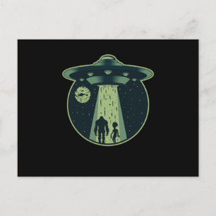 Carte Postale Alien Bigfoot Sasquatch OVNI Enlèvement Aliens Cad