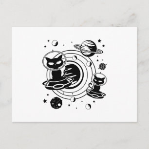 Carte Postale Alien Chat Chats Ufo Space Kitten Animaux Idée cad