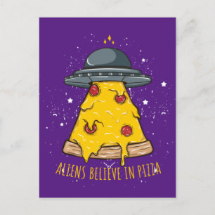 Carte Postale Alien Croire à la pizza