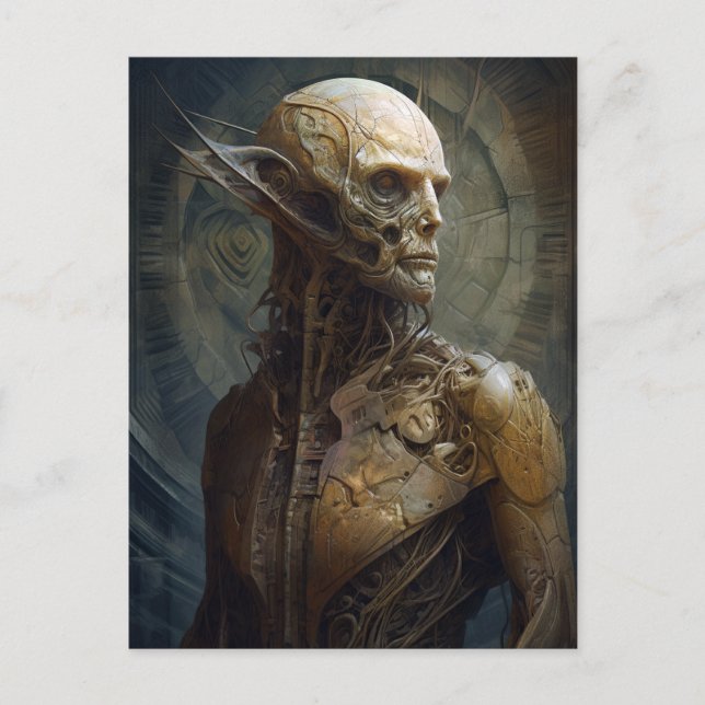 Carte Postale Alien Cyborg Futuriste Science Fiction (Devant)