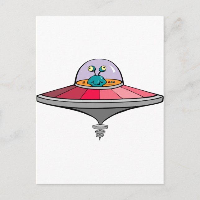 Carte Postale Alien De Dessin Dans Un OVNI (Devant)