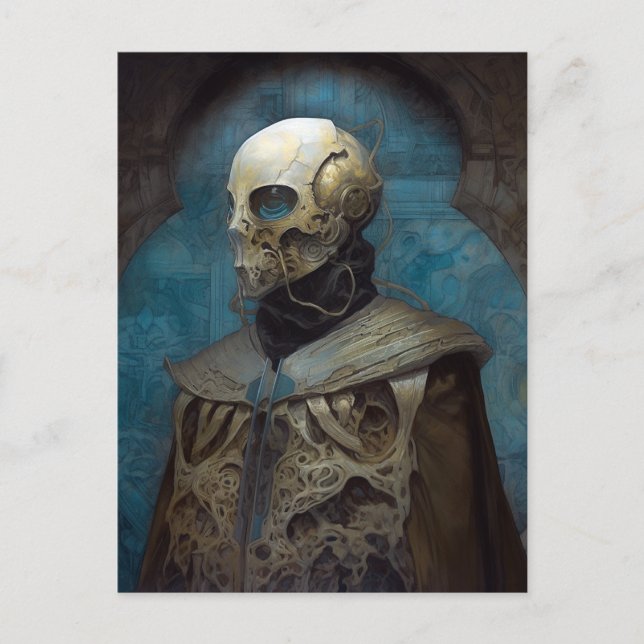 Carte Postale Alien de science-fiction portant un masque casque (Devant)