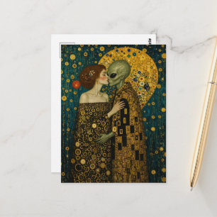 Carte Postale Alien et femme amoureuse Klimt