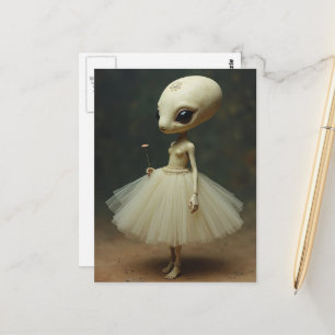 Carte Postale Alien mignon unique en robe