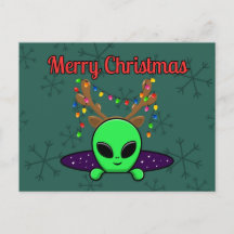 Carte postale Alien OVNI "Joyeux Noël"