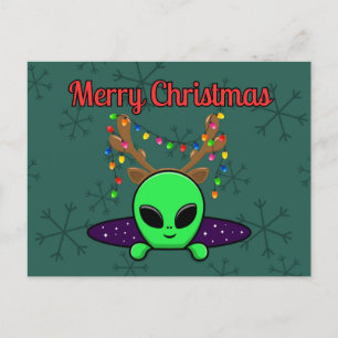 Carte postale Alien OVNI "Joyeux Noël"