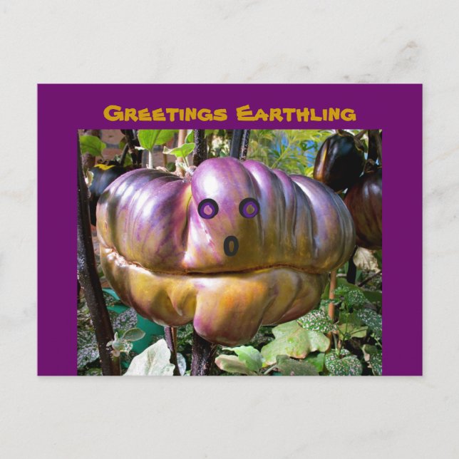 Carte Postale Alien Salutations Earthling drôle de nourriture ca (Devant)
