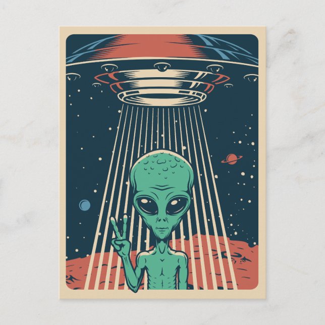 Carte Postale Alien UFO (Devant)