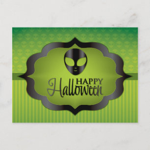 Carte Postale Alien vert d'Halloween