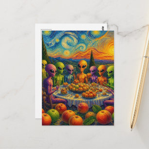 Carte Postale Aliens avec des pêches par Faux Van Gogh