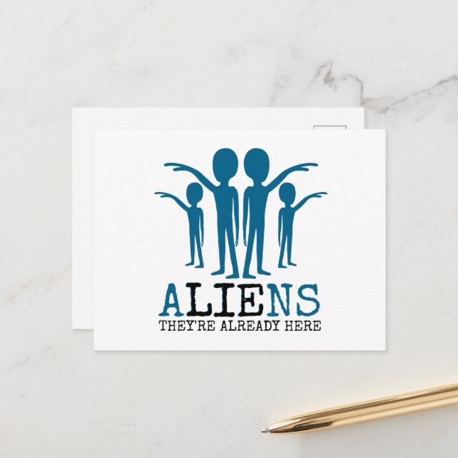 Carte Postale Aliens, ils sont déjà là (Devant/Arrière en situation)