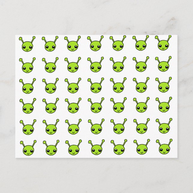 Carte Postale Aliens verts mignons (Devant)