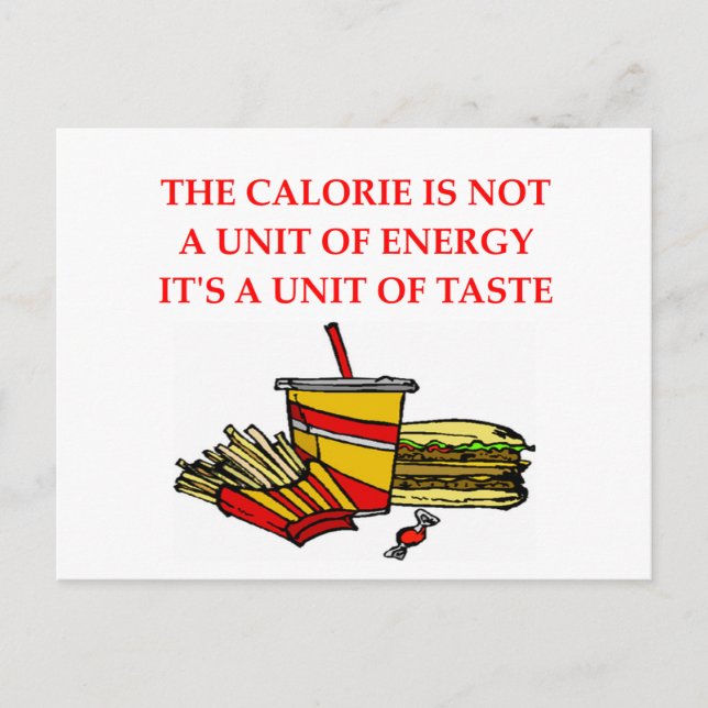 Carte Postale alimentation calorie plaisanterie (Devant)