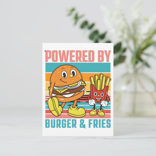 CARTE POSTALE ALIMENTATION POURVUE DE BURGER ET DE FRITES - AMAT (Debout devant)