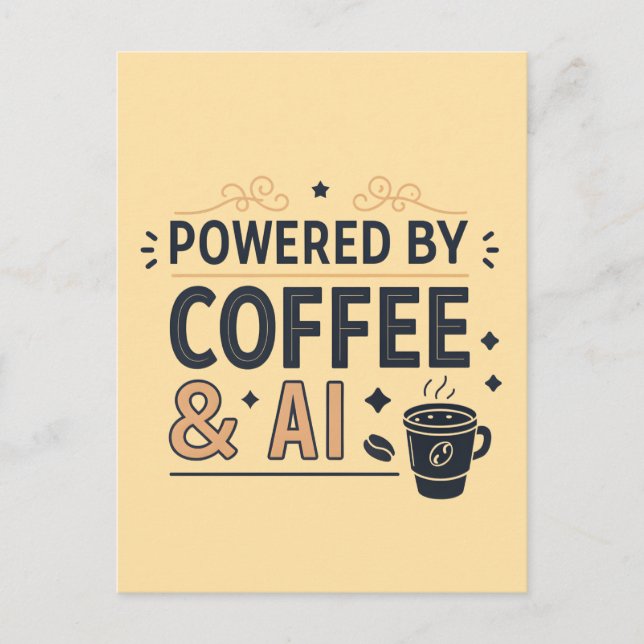 Carte Postale Alimenté par le Café & l'IA Retro Tech Vector (Devant)