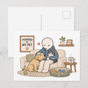 Carte Postale Alimenté par mon animal mème drôle d'amoureux des