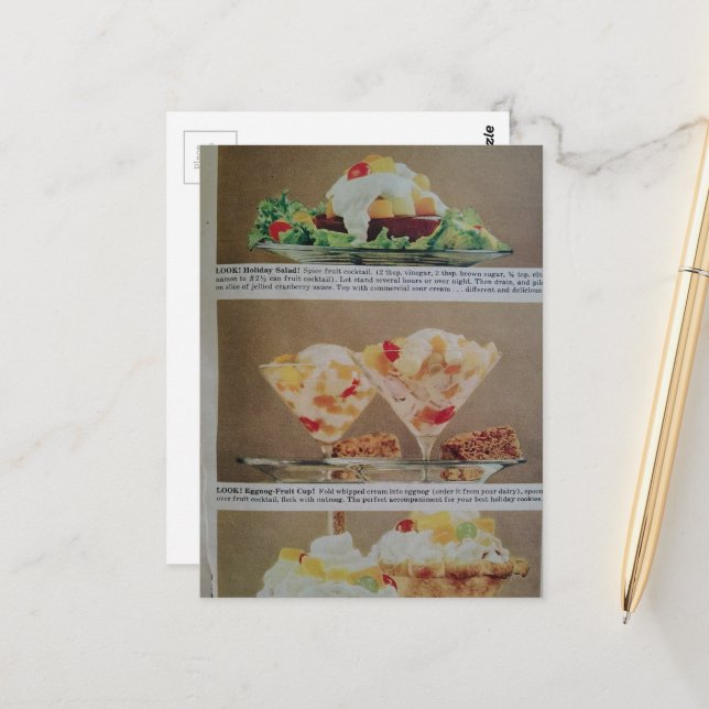Carte Postale Aliments de vintage (Devant/Arrière en situation)