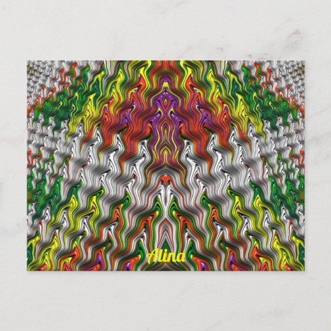 Carte Postale ALINA ~ NOËL Motif fractal 3D ~   (Devant)