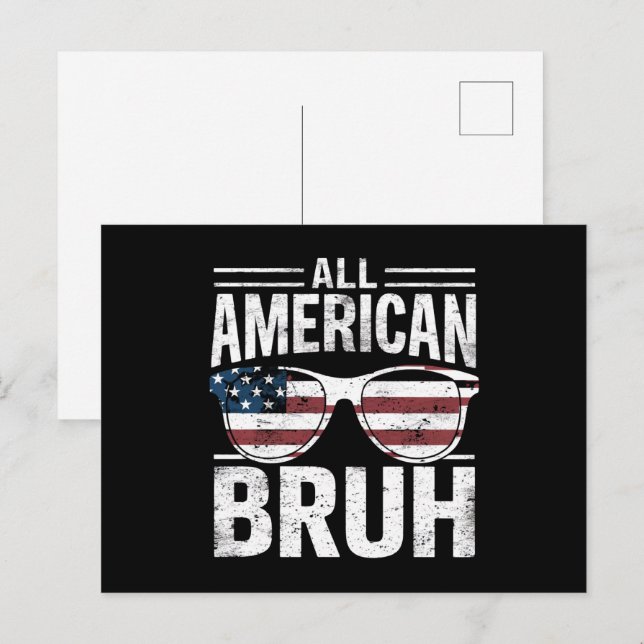 Carte Postale All American Bruh 4 juillet Boys Patriotic (Devant / Derrière)