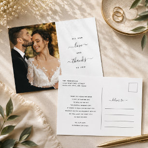 Carte Postale All Our Love Modern Script Merci Photo Mariage