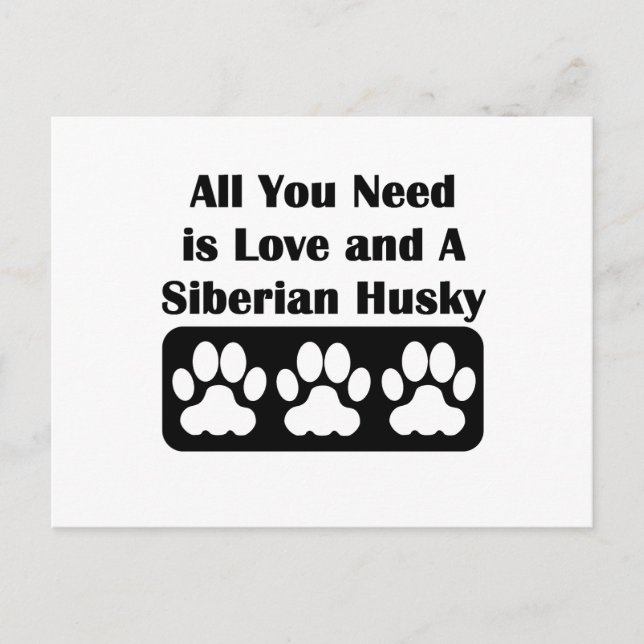 Carte Postale All You Need is Love and A Siberian Husky (Devant)
