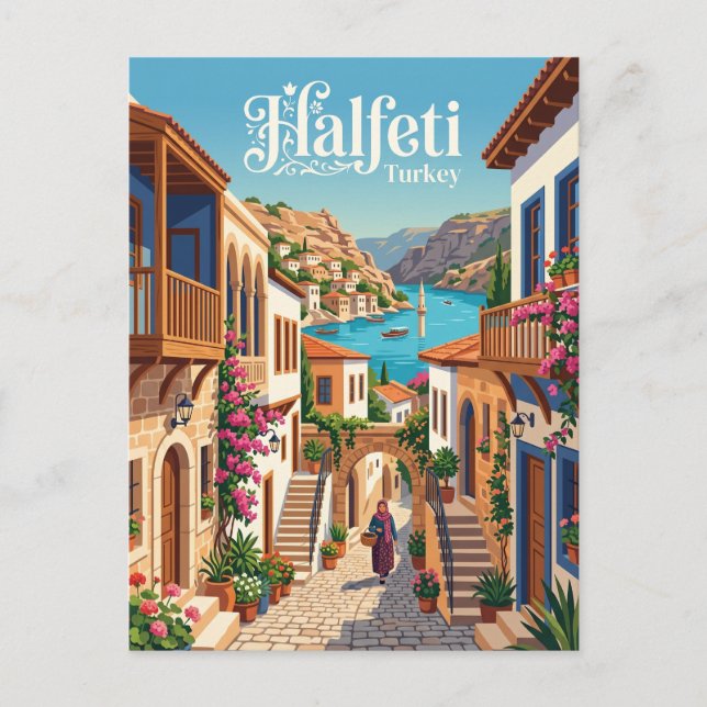 Carte Postale Allée de Halfeti en Turquie (Devant)